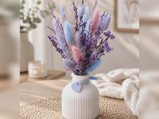 Trockenblumen Strauß in lila | Tischdeko Hochzeit | Strauß Tisch | Trockenblumen lila