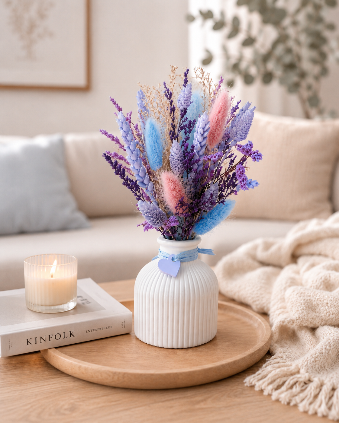 Trockenblumen Strauß in lila | Tischdeko Hochzeit | Strauß Tisch | Trockenblumen lila