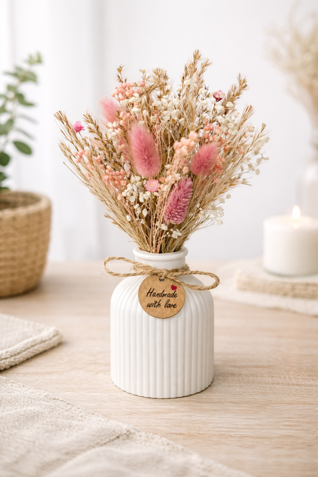 Trockenblumenstrauß Rosa | Kleiner Boho Blumenstrauß | Dried Flower Bouquet | Geschenkidee | Tischdeko | Handmade Trockenblumen
