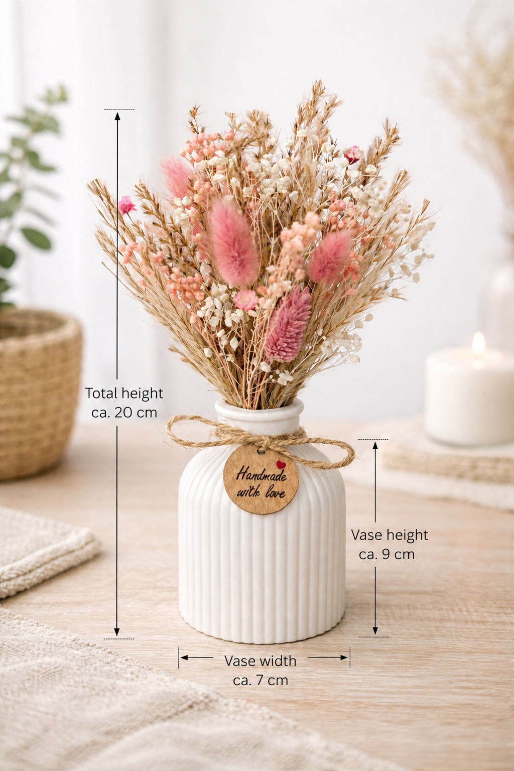 Trockenblumenstrauß Rosa | Kleiner Boho Blumenstrauß | Dried Flower Bouquet | Geschenkidee | Tischdeko | Handmade Trockenblumen