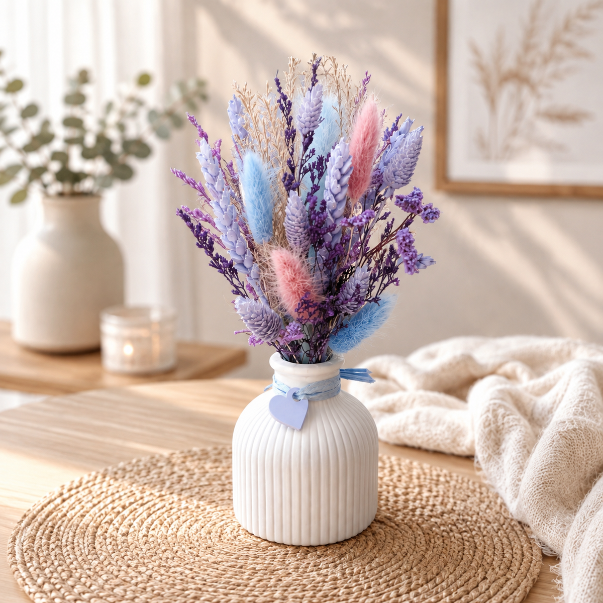 Trockenblumen Strauß in lila | Tischdeko Hochzeit | Strauß Tisch | Trockenblumen lila