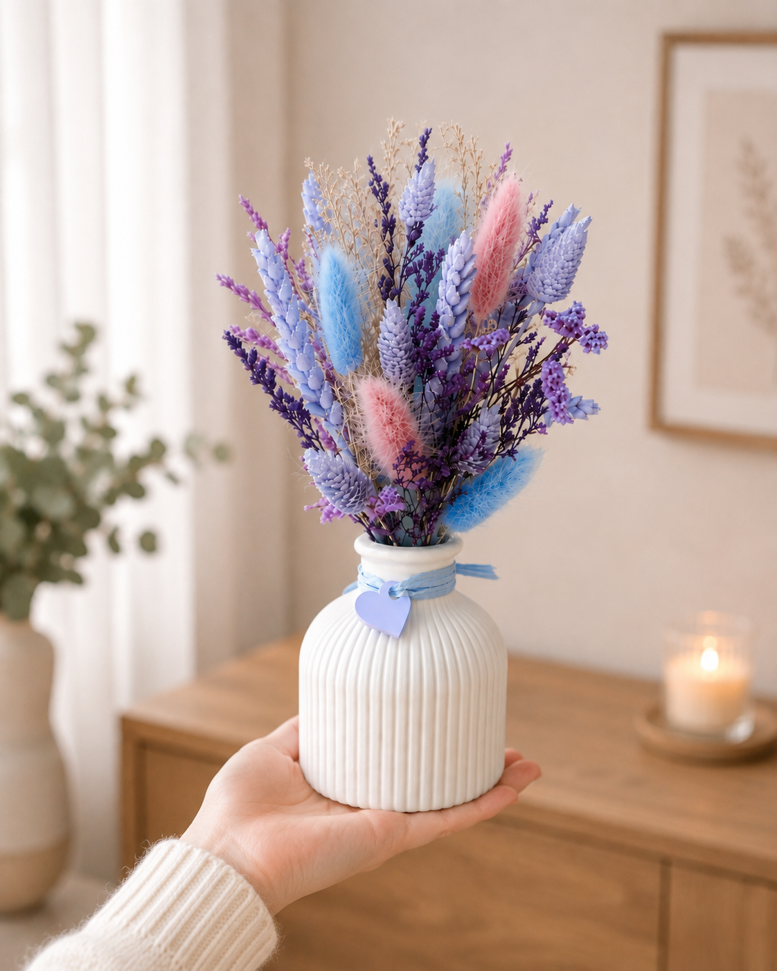 Trockenblumen Strauß in lila | Tischdeko Hochzeit | Strauß Tisch | Trockenblumen lila