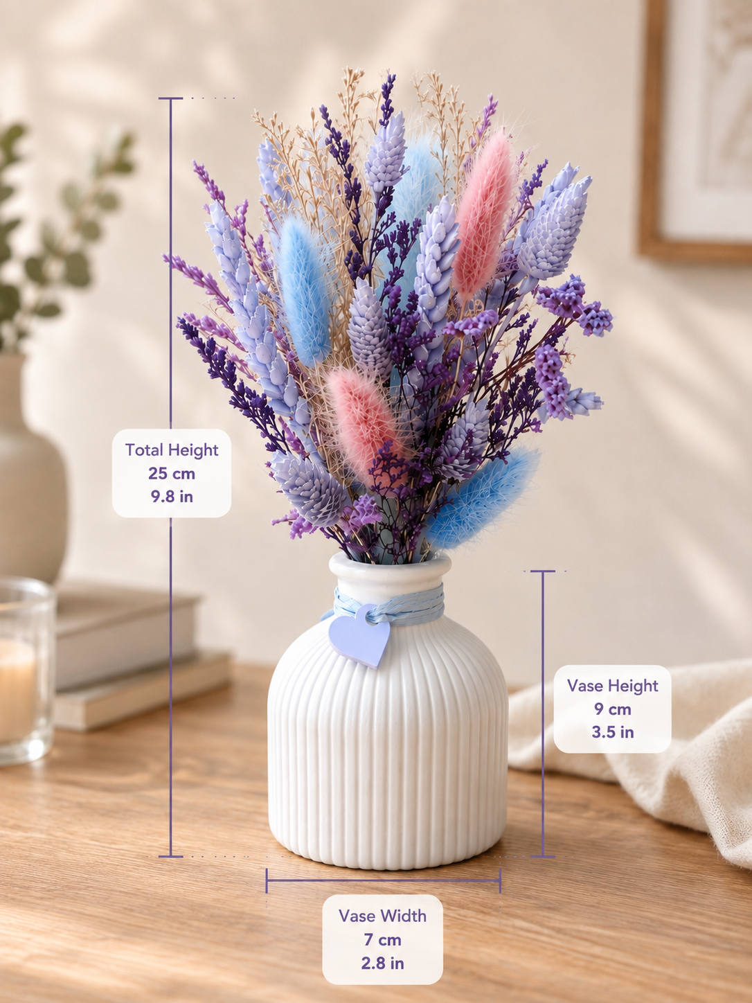 Trockenblumen Strauß in lila | Tischdeko Hochzeit | Strauß Tisch | Trockenblumen lila