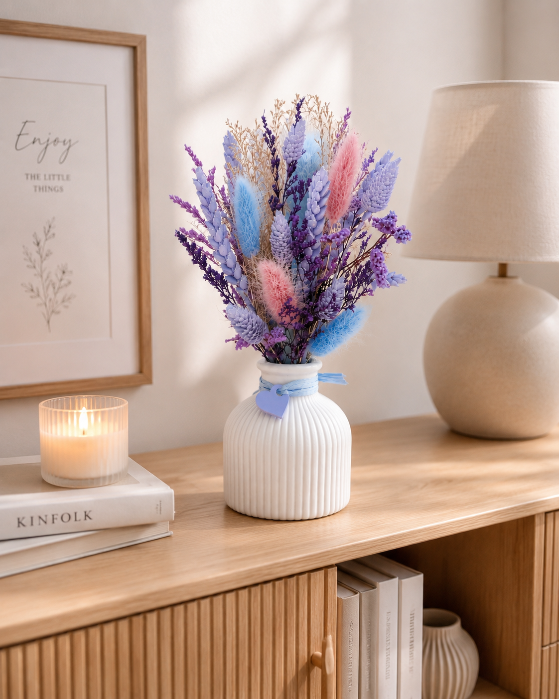 Trockenblumen Strauß in lila | Tischdeko Hochzeit | Strauß Tisch | Trockenblumen lila