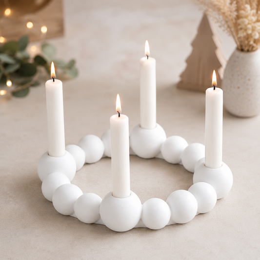 Adventskranz | Raysin Adventskranz | Adventskranz modern | Adventskranz weiß | Advent Deko | Skandinavische Tischdekoration | 20 cm