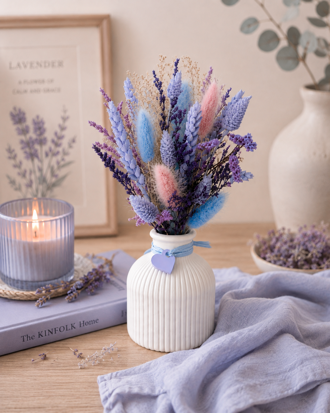 Trockenblumen Strauß in lila | Tischdeko Hochzeit | Strauß Tisch | Trockenblumen lila