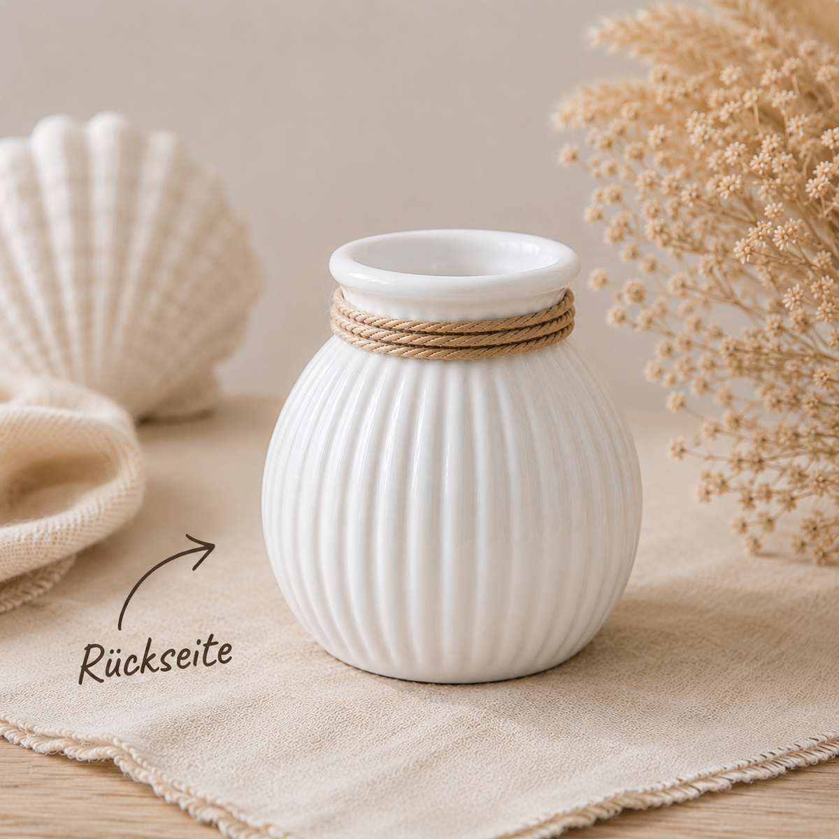 Maritime Vase mit Seestern | Keramikvase Weiß | Küstendeko | Beach House Dekoration | Maritime Deko | Geschenk für Meeresliebhaber