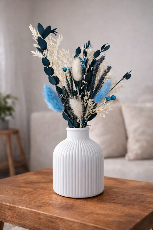 Trockenblumenstrauß blau mit Vase | Trockenblumen Strauß klein | Tischdeko blau | kleiner Blumenstrauß | blaue Blumen